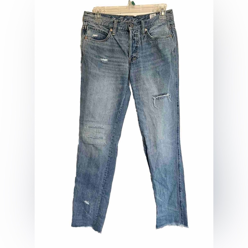 Free People We the Free Jeans High Rise Distressed Straight Raw Hem